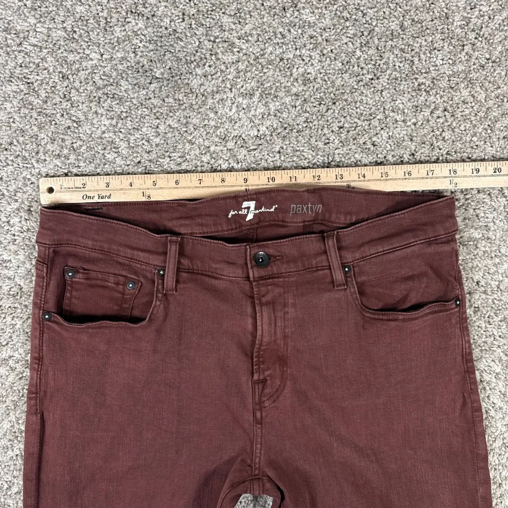 7 For All Mankind  Jeans Mens 38 Burgundy Paxtyn Skinny‎ Fit Stretch Denim